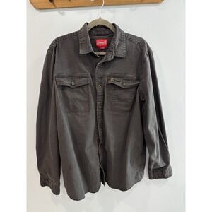 Coleman Men's XL Gray Canvas Button Up Shirt Long Sleeve Workwear Grunge